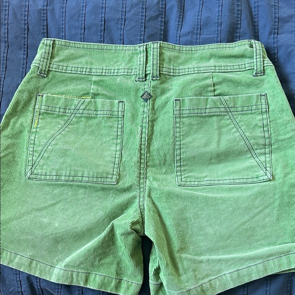 Prana Green Corduroy Shorties with Front Patch Pockets - Picture 3 of 3